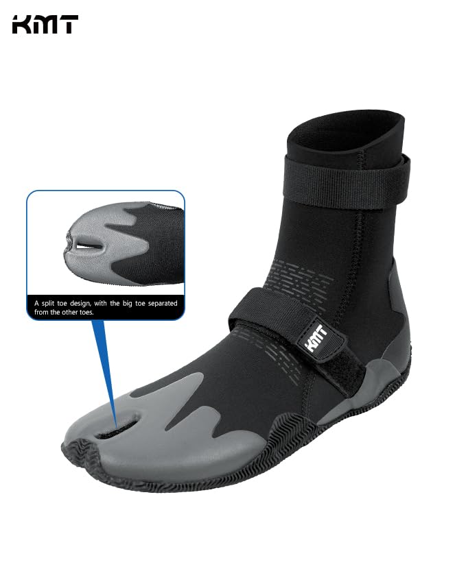 KMT Water Boots for Surfing Paddleboarding Kayaking, 3mm Hi-Top Split Toe Wetsuit Booties with Anti-Slip Rubber Sole - image 3