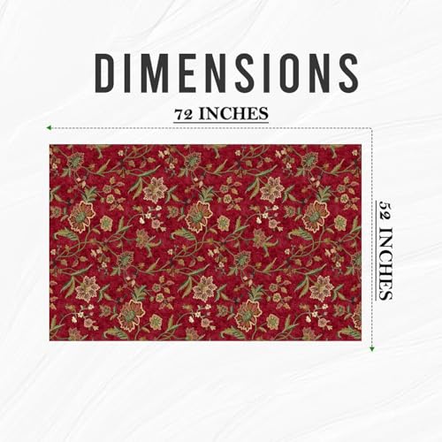 Image of Casableu Kashmiri Floral Printed Table Cloth for 6 Seater Dining Table, Maroon Color, Dust-Proof & Durable Fabric Table Cover for Home & Dining Decor, Size 52 x 72 Inches