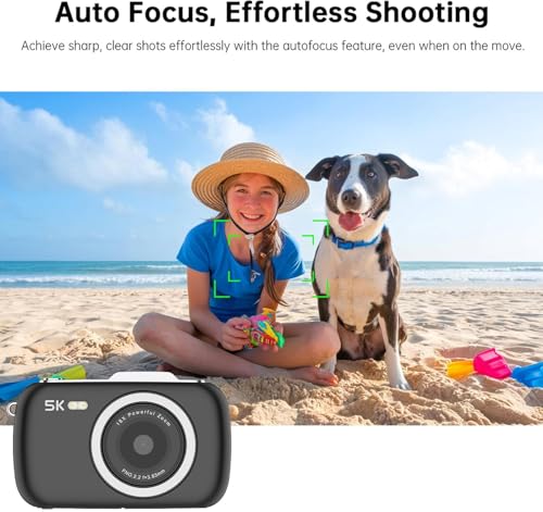 Image of 5K Digital Camera 80MP High Resolution Auto Focus Digital Camera 18X Zoom Digital Video Camera for Photography and Video (Black)