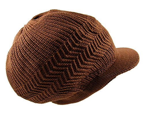 RW Knitted Cotton Rasta Slouchy Beanie Visor (Coco Brown)
