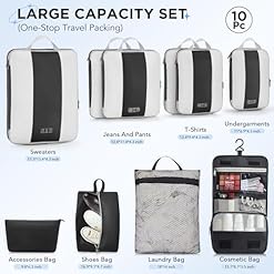 10 Set Compression Packing Cubes for Travel EssentialsCompressible Expandable Packing Cubes for SuitcaseOlarHike Luggage Organizer Bags for TravelHandy Helper for Organizing ClothesBlack