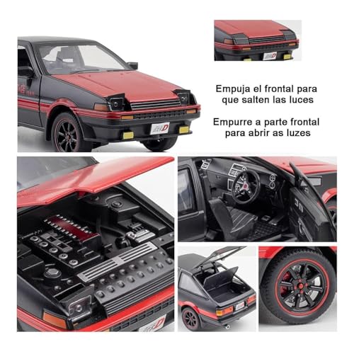Image of Alokik Enterprise 1:24 Scale Toyota AE86 Diecast Car Models Toys Metal Alloy 2 Openable Door and Sound & Light, Pull Back Toys Gifts for Boys Best Gift Car (Red)