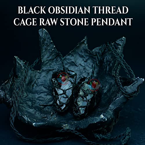 Image of REMEDYWALA Charged Energized Raw Stone Thread Cage Wrapped Pendant | Raw Stone Thread Cage Wrapped Pendant for Women and Men