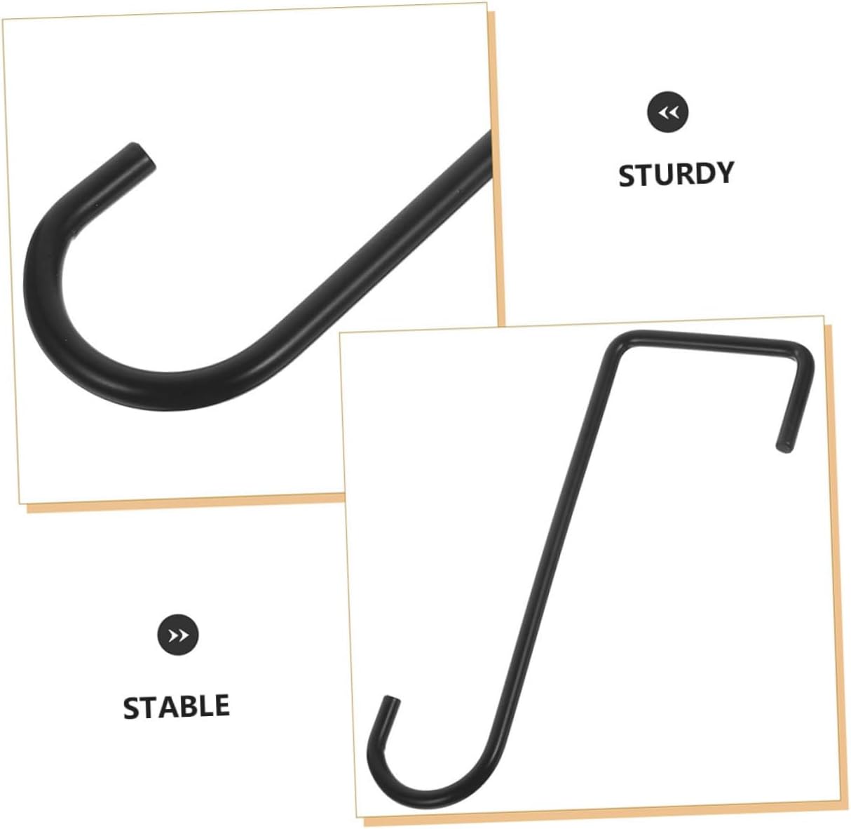 6pcs Heavy Duty Iron Balcony Plant Hanger Hooks for Outdoor Wall Mounted Hanging Brackets, Black Metal Hooks for Bird Feeders, Lanterns, and Planter Boxes