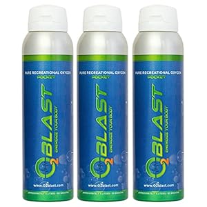 O2 Blast, Pure Oxygen Supplement, Quick Recovery for Exercise and Focus. Sanitary Flip Top Cap (4 Liter Oxygen Canisters – 3 Pack – Natural)