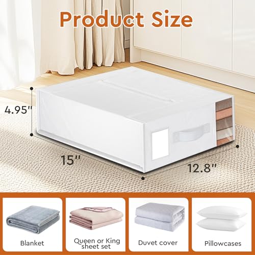Image of StorageTastic 6 Pack Bed Sheet Closet Organizers and Storage,Sturdy Foldable Storage Containers with Window and Label,Storage and Organization for Bedding Sheets,Duvet Covers,Blankets (White)