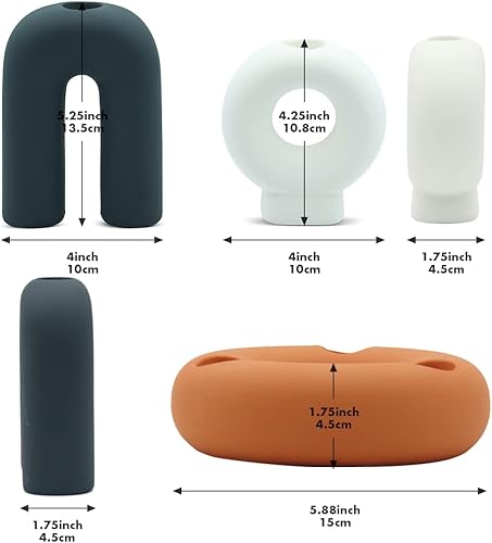 Miniatura 8 de Koyal Wholesale Portavelas decorativos geométricos modernos de cerámica, juego de 3, decoración del hogar, centro de mesa de boda, sala de estar,