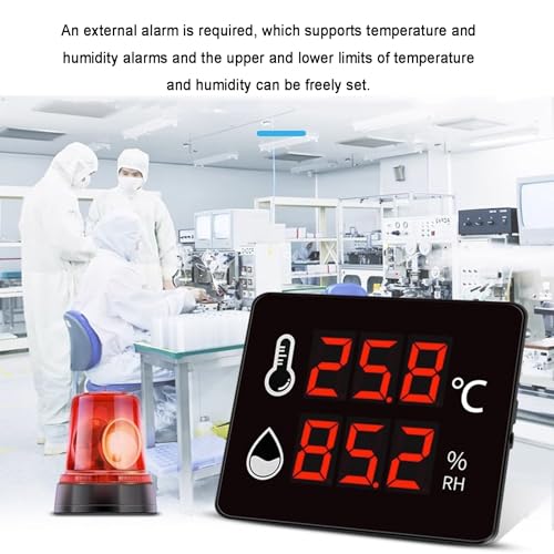 Medidor digital de temperatura y humedad con sensor de 3 m y soporte para uso en interiores y exteriores en aplicaciones industriales e invernaderos