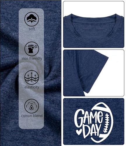 Football Shirts for Women Game Day Tshirt Sunday Football Graphic Tee Top Funday Tee Top 5