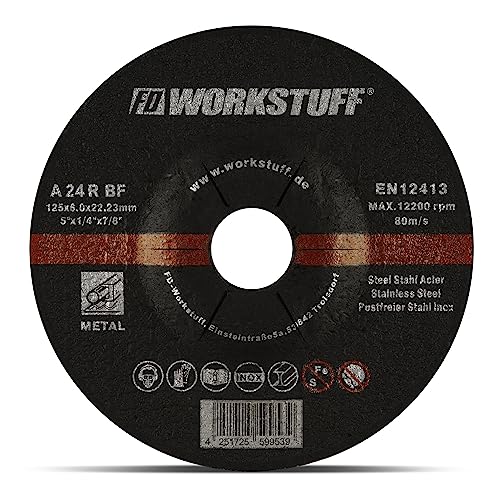 Fd-Workstuff Discos de desbaste, 10 unidades, diámetro de 115 x 6 mm, para amoladora angular o de corte, discos abrasivos, para acero y metal no ferroso