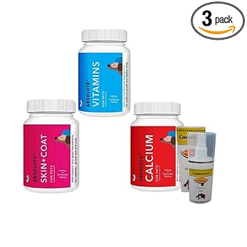 Absolute Vitamins-110 Pcs, Calcium-110 Pcs, Skin-Coat-110 Pcs with canine care perfume