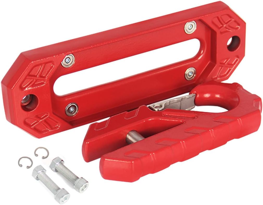 Towing Winch Fairlead,Hawse Fairlead 20000 LBs Winch 10" (254mm) Mount + Towing Hook,40CR Steel (Red)