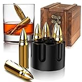 Chouggo ブレットウイスキーストーン ヴィンテージ木製ケース、ステンレススチールアイスキューブ、ウイスキーギフトセット 男性 お父さん 夫 ボーイフレンド向け