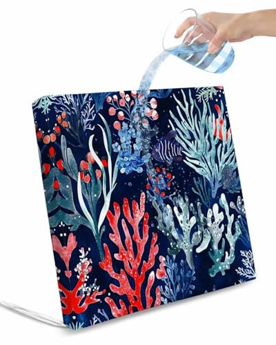 2 Pack Coastal Ocean Waterproof Cushion Covers with Ties, Outdoor Patio Chaise Lounge Chair Seat Cushion Slip Covers Replacement(Only Cover) Summer Fish Colorful Coral 22