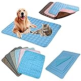 Ypfxvk Dog Cooling Mat Pet Ice Silk Self Cooling Mats, Washable Portable Keep Cool Pad for Dogs Cats Pets, Comfortable All Summer for Grate/Floor/Sofa/Pet Bed/Car Seat (Blue, XL)