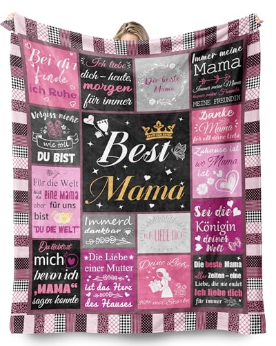 PUYTG Patchwork Kuscheldecke für Mama 50×60 inch – Weiche Decke...