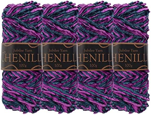 JubileeYarn Chenille Yarn - Worsted Weight - 100g/skein (2 Skeins, 199 Obsidian)