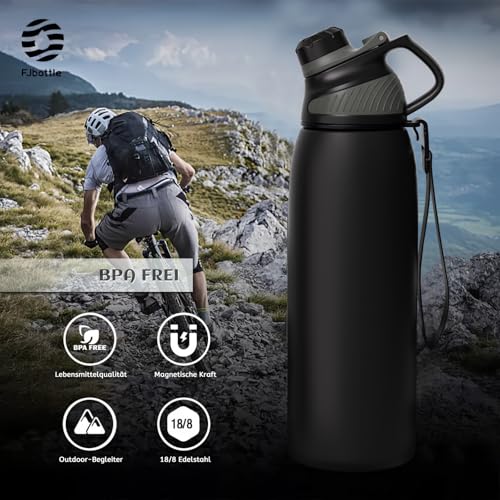 Miniatura 5 de Fjbottle Botella Agua Acero Inoxidable Con Tapa Magnética 1l, 800ml, 600ml, 400ml Sin Bpa Botella Termica Para Niños, 1500ml Deportiva Termo