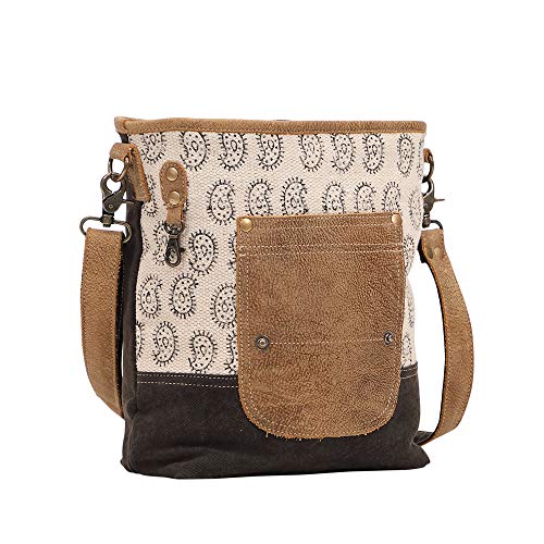 Myra Bag Tango Print Upcycled Canvas & Leather Shoulder Bag S-14363