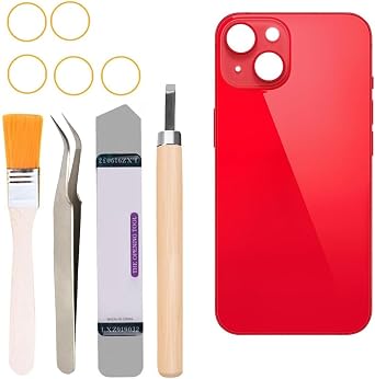 Rear Back Covers Glass Replacement Compatible with iPhone 14 6.1 inches All Carriers with Professional Tool Set Red