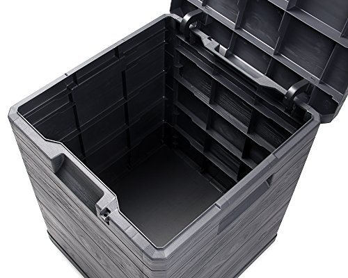 Ondis24 Aufbwahrungsbox Madera Mini Holz-Optik 90L abschließbar Truhe Kissenbox (Anthrazit)