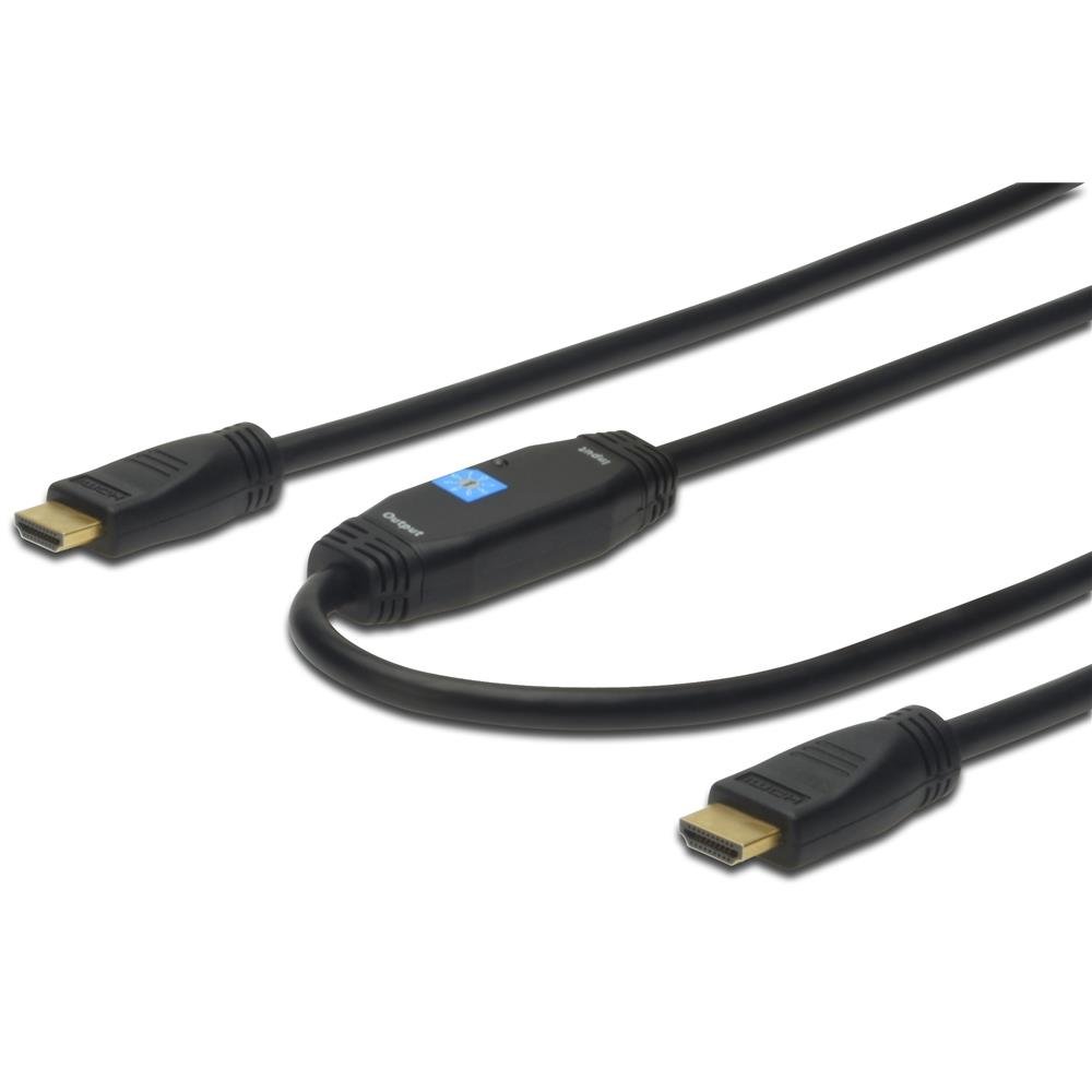 Digitus Cavo di collegamento HDMI High Speed, tipo A - con amplificatore di segnale - 40,0 m - Full HD 1080p/60Hz - compatibile con TV/beamer/monitor - contatti placcati oro - nero