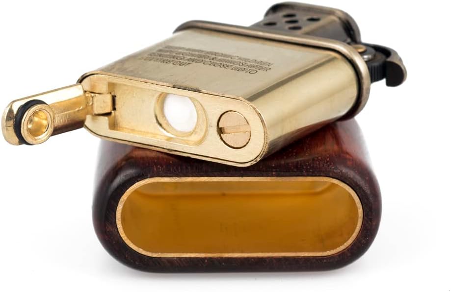 Rosewood Wooden Case Antique Style Lift Arm Soft Flame Kerosene Lighter