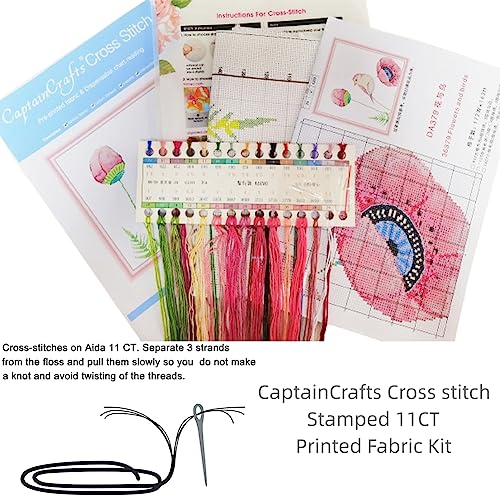 CaptainCrafts Cross Stitch Kits Stamped Cross Stitch Kit Printed 11CT Fabric Cross Stitching DIY Art DMC Needlecrafts Embroidery Kit for Adults Beginner (Stamped, Sleeping Baby Bear (Blue)) by CaptainCrafts - Used condition - Image 3