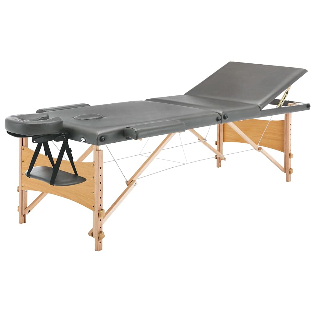 Table de Massage avec 3 Zones Cadre en Bois Anthracite 186x68cm,Santé & beauté,Hygiène personnelle,Massage & Relaxation,Tables de Massage,16.5 kg-110172
