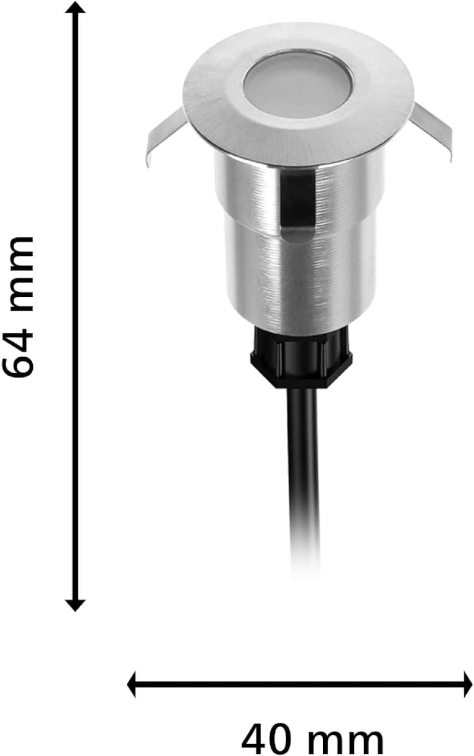 Diagram anu nunjukkeun diménsi lampu Philips Spore GardenLink: jangkungna 64 mm sareng diaméterna 40 mm.