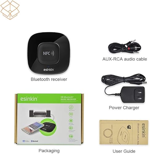 Miniatura 8 de Esinkin Receptor Bluetooth Adaptador de audio inalámbrico 4.0 (NFC habilitado) para sistema de sonido estéreo de música HD