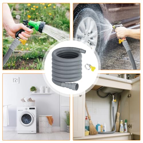 Abwasserschlauch Wohnwagen, 9 Meter Abwasserschlauch Wohnmobil, Zusammenklappbarer Ablaufschlauch mit Verstellbarem Adapter, Auslaufsicher & Platzsparend – für Camper, Anhänger