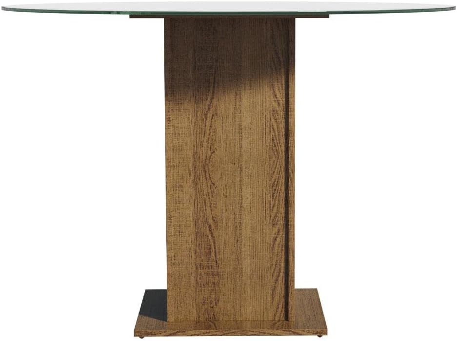 Madesa Round Dining Table with Glass Top showing dimensions