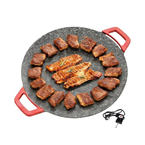 Plancha eléctrica antiadherente – Placa para cocción eléctrica en la cocina | para asar antiadherente – Para uso en casa, cocina, restaurante, picnic, al aire libre, parrilla, barbacoa, campo, etc