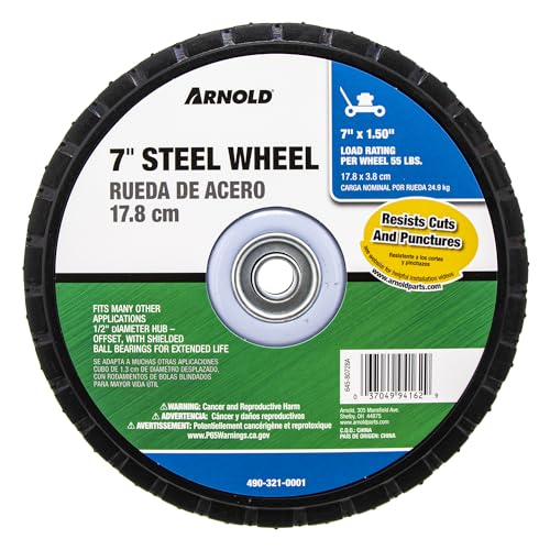 Arnold Steel Wheel with 55 lb. Load-Rating - 7-Inch x 1.5-Inch