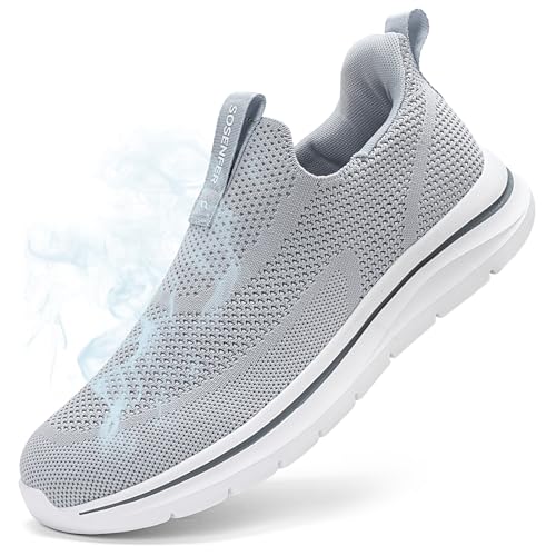 Sosenfer Schuhe Herren Slip On Sneaker Fitness Turnschuhe Atmungsaktiv Ohne Schnürsenkel Walkingschuhe Hand-Free Freizeit Schlupfschuhe für Gym-QIANHUI-42