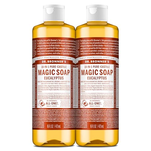 Dr. Bronner's Eucalyptus Pure-Castile Liquid Soap, Body Wash, 16 oz, 2-Pack