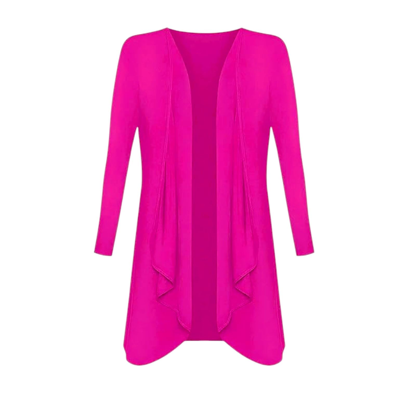 Sxme Might Say Women's Cerise Plus Size Waterfall Cardigan, Long Sleeve Open Front, Jersey Top, Hanky Hem, Long Sleeve Boyfriend Cardigan (, 16-18)