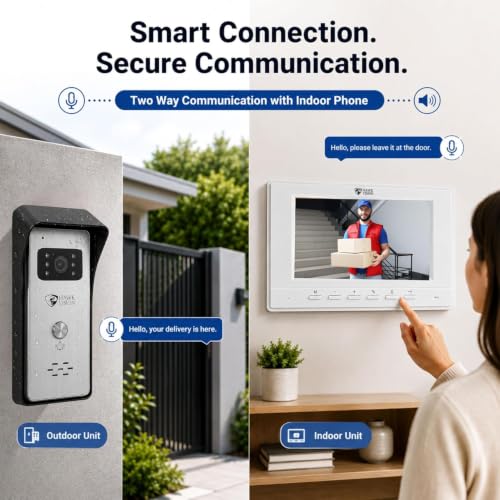 Image of Hawkvision 7 Inch LCD 1080P Wired Video Doorbell with IR Night Vision