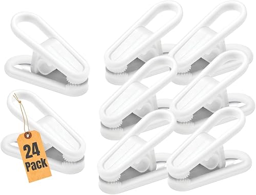 Clips multiusos para colgar (24 unidades), color blanco