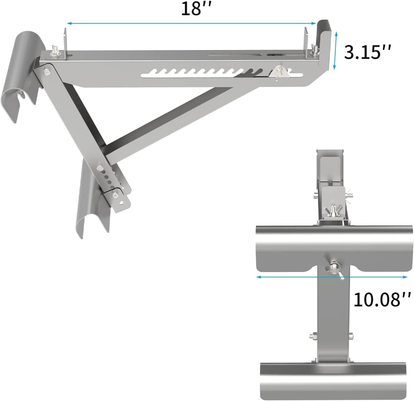 1 Pair 2-Rung Short Body Ladder Jacks for Stages up to 20-Inch Width,Silver