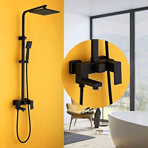 Robinets de douche de bain carrés noirs avec mitigeur cascade s - 6