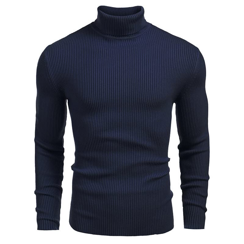 Men's Turtleneck Sweater Autumn and Winter Long Sleeve Pullover Thread Sweater Casual Basic Ribbed Sweatershirt2