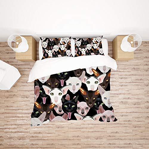 Linge de lit chat dessin animé 3 pièces pour lit simple facile à laver - 3