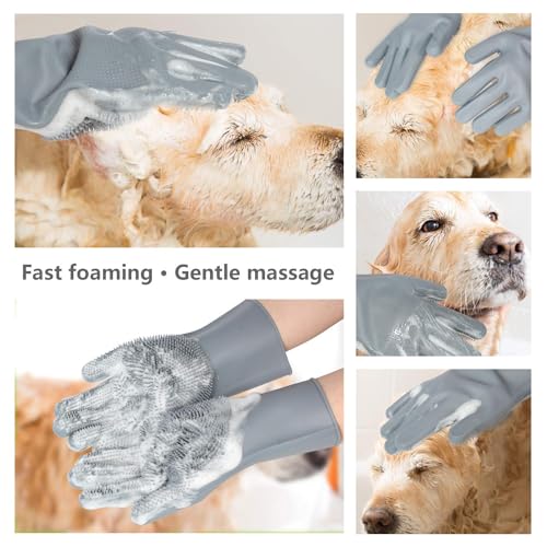 9. Pet Grooming Gloves – Gentle Deshedding &amp; Bathing Brush