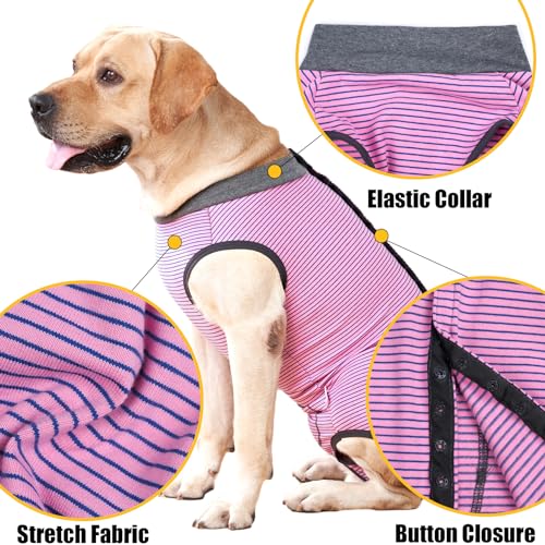 Dotoner Post-Surgery Dog Vest – Soft Recovery Suit for After Surgery/Neuter, Alternative to Cone, Cotton Belly, Snaps for Easy Dressing, Ideal for Male & Female Dogs (M,Pink) - Image 3