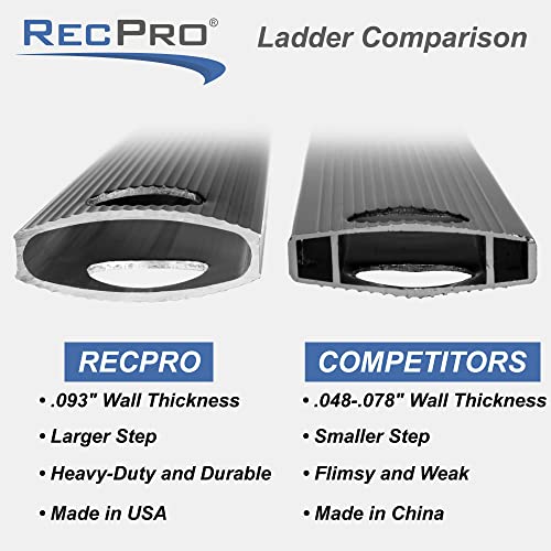 Recpro Rv Toy Hauler Low Profile Universal 106.5" Collapsible Ladder With Hinges (Black) #TOP6