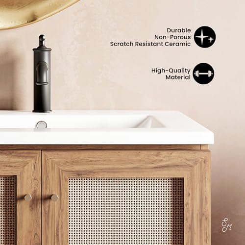 Image of Classe 30 inch Freestanding Bathroom Vanity in Golden Oak with Sink Top