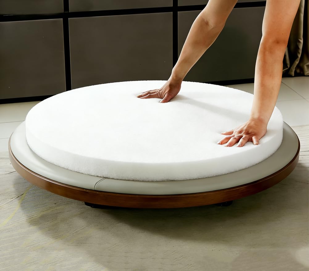 HEADBOARD Sun Bed Outdoor Daybed Round Mattress Replacement,3cm/5cm/8cm/10cm Thick High Density Foam for Round Patio Bed Cushion/Sunbeds/Garden Furniture (8cm Thick,Diameter 140cm)