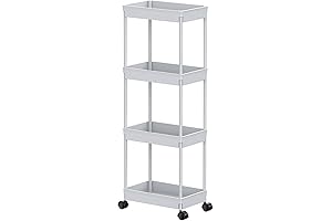 Sooyee 4-Tier Rolling Cart Table Between Washer and Dryer